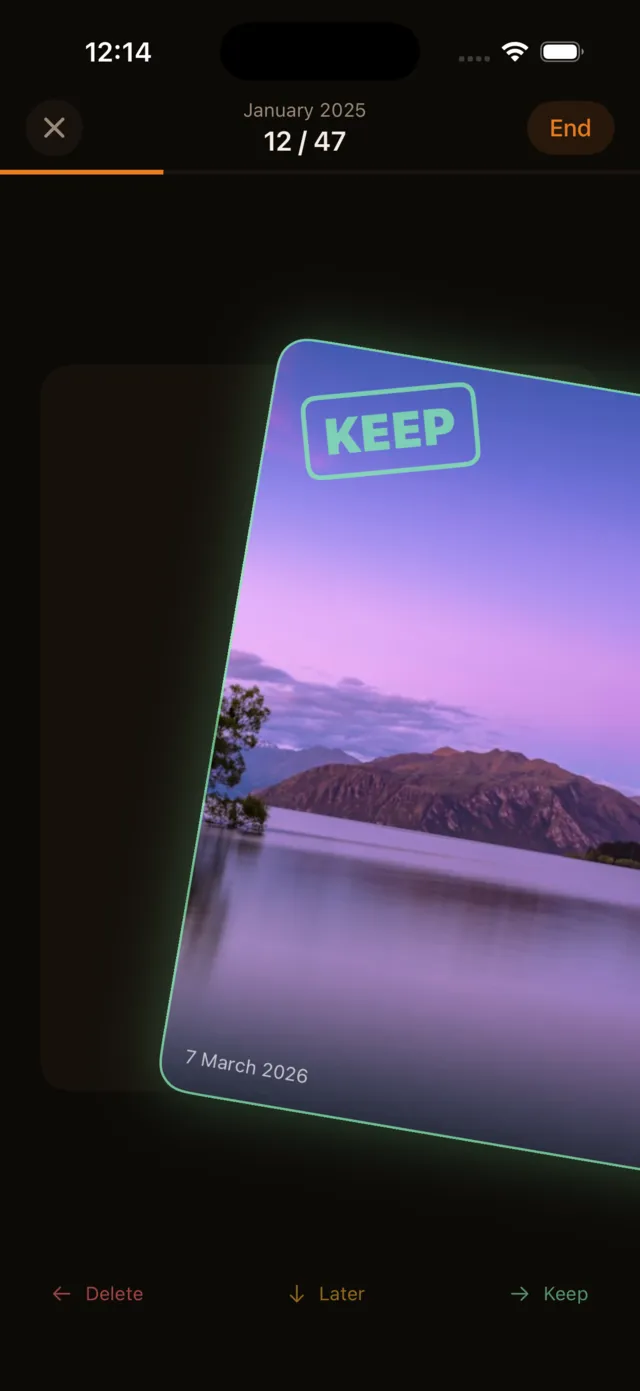 Keeping a video with a right swipe